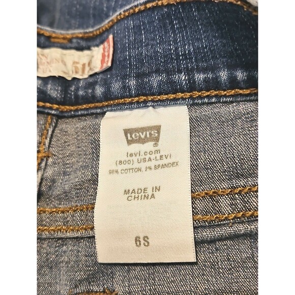 Vintage Levi's 512 Blue Denim Perfectly Slimming Boot Cut Jeans 6 28x30 Midrise - Picture 7 of 8